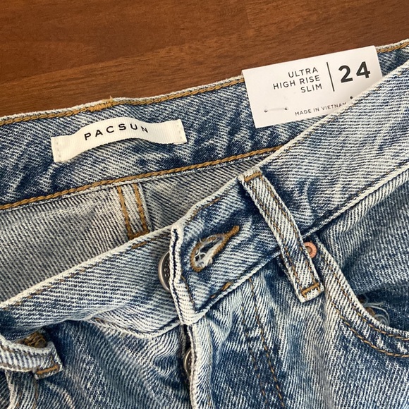 NWT Pacsun ultra high rise slim jeans dip tie size 24 - Picture 4 of 16